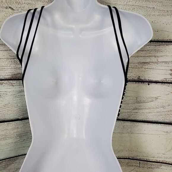 Abercrombie & Fitch Striped One Piece Swimsuit Women’s Large Cutout Halter - Picture 4 of 7